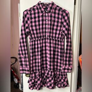 Victoria Secret Pink Plaid Ruffle Shirt Dress Women’s Size SP